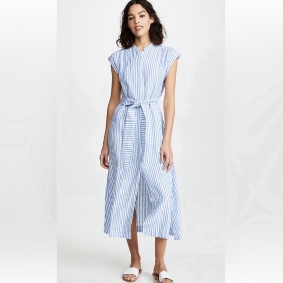 AYR The Sunset dress 100% Linen White and Blue Stripes‎ Size XS - Picture 1 of 12